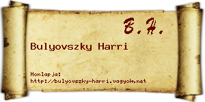 Bulyovszky Harri névjegykártya